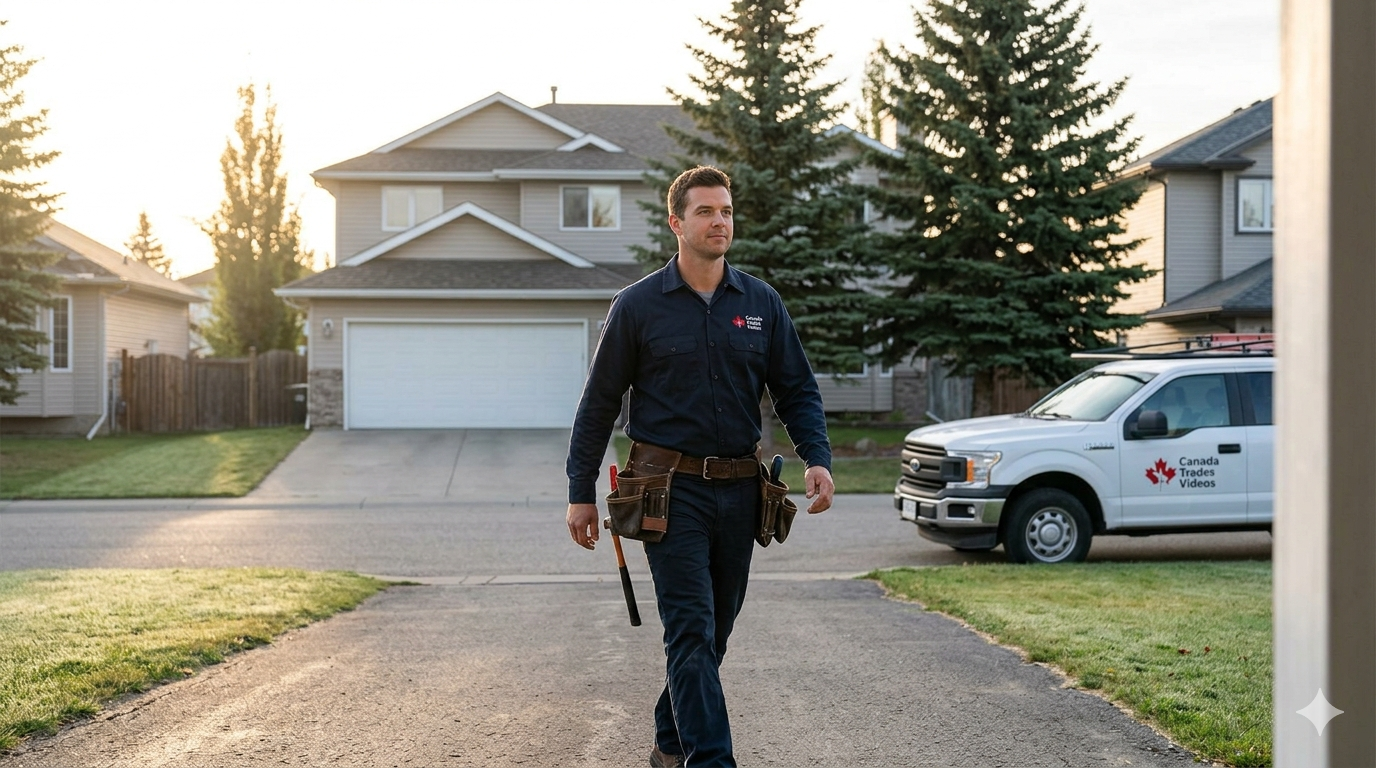 Tradesperson arriving at a job site