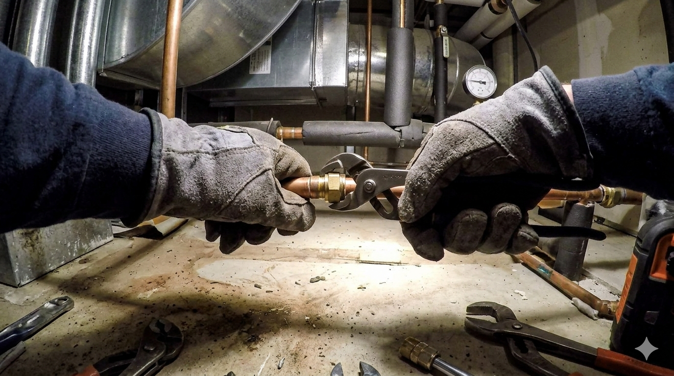 Chest cam POV of a tradesperson working